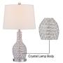 Maxax Crystal Table Lamps Set of 2 with White Fabric Shade, 3-Way Dimmable Decorative Bedside Nightstand Desk Lamps for Living Room Bedroom Dining Room Kitchen, Chrome Finish