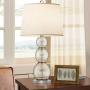 Oneach Modern Table Lamps Set of 2 for Living Room Bedside Lamp with Glass Triple Gourd White Drum Shade Bedroom 26.8'' Study Lamps Mercury Silver