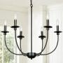 T&A Black 6-Light Candle Chandelier,Medium Transitional Hanging Fixture Rustic Kitchen Island Lighting for Dining Room Living Romm