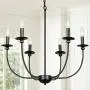T&A Black 6-Light Candle Chandelier,Medium Transitional Hanging Fixture Rustic Kitchen Island Lighting for Dining Room Living Romm