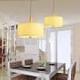 Nordic Log Chandelier E26 Adjustable Height Pendant Light Fixture Linen Lampshade Modern Ceiling Light Hanging Lamp for Kitchen Dining Room Hallway