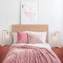 Rose Gold Table Lamp - Industrial Nightstand Lamp, Modern Desk Lamp with Wood Base for Bedroom Living Room Guest Room Coffee Table Dressers