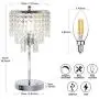 Zermurd Crystal Table Lamp, Stepless Dimmable Crystal Bedside Lamp with Dual USB Ports Decorative Elegant Lamp Beautiful Nightstand Lamp for Living Room Bedroom Dressing Room, B11 6W LED Bulb Included