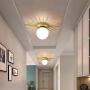RUNNUP 10 Inch Frosted Glass Shade Spherical Flush Mount Lighting Minimalism Ceiling Mounted Fixture Gold Ceiling Light Fixture for Dining Room, Bedroom, Living Room