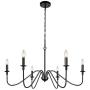Lampundit 6-Light Iron Chandelier Black Farmhouse Chandelier Classic Candle Ceiling Pendant Light Fixture for Kitchen Island Dining Room Living Room Foyer Barn