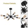 Modern 8-Light Sputnik Chandelier Vintage Semi Flush Ceiling Lights Mid Century Style Pendant Light Fixture for Dining Room Living Room Foyer Coffee Bar Bedroom Black