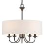Kira Home Quinn 21'' Traditional 5-Light Chandelier + White Linen Drum Shade, Oil-Rubbed Bronze Finish