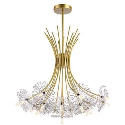 NOXARTE Modern Crystal Chandelier Dandelion Gold Firework Pendant Light for Dining Room Bedroom Hallway 19 Lights