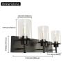 Black Wall Sconce，Bathroom Vanity Light Fixtures 3 Lights Farmhouse Sconces Wall Lighting with Clear Glass Lampshade for Bedroom Hallway Living Room Kitchen