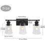 VINLUZ Farmhouse 3-Lights Vanity Lighting Fixtures for Bathroom Matte Black with Tapered Clear Glass Wall Mount Light Industrial Rustic Lights Wall Lighting Living Room Dining Room Bedroom