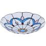 LITFAD Tiffany LED Flush Mount Ceiling Light Stained Glass 11.81'' Wide Ceiling Lamp Mission Inverted Ceiling Hanging Light in Mediterranean Style for Bedroom, Living Rooms, Restaurants, Corridor