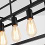 Garwarm 6 Light Rectangle Chandelier,Black Metal Linear Modern Pendant Lighting,Industrial Cage Kitchen Island Ceiling Light Fixture for Dining Room Kitchen