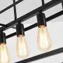 Garwarm 6 Light Rectangle Chandelier,Black Metal Linear Modern Pendant Lighting,Industrial Cage Kitchen Island Ceiling Light Fixture for Dining Room Kitchen