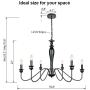 Derksic 6-Light Farmhouse Chandelier Black Iron Chandeliers Rustic Industrial Candle Chandelier for Dining Room Living Room Kitchen Bedroom Foyer Barn