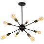 Temgin Sputnik Chandelier Modern 8 Lights Black Pendant Light Industrial Ceiling Light Fixture Vintage for Kitchen Dining Living Room Bedroom(Without Bulb)