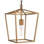 LITFAD Antique Brass Lantern Pendant Lighting Industrial 1 Light Metal Ceiling Lamp LED Barn Pendant Light Ceiling Hanging Light with Adjustable Hanging Chain for Dining Room Living Room Restaurant