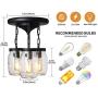 PUZHI HOME Semi Flush Mount Ceiling Light, 3 Lights Farmhouse Mason Jar Lights Industrial Vintage Close to Ceiling Light Rustic Chandelier Ceiling Lamp for Kitchen Farmhouse Dining Room