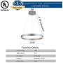 ROYAL PEARL Modern Foyer Pendant Light Dimmable LED Chandelier Adjustable Hanging Pendant Lighting Silver 76W for Living Dining Room Bedroom