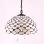 Tiffany Hanging Lamp W16H40 Inch Pendant Light Amber Stained Glass Crystal Pear Bead Shade Chandelier Ceiling Fixture S005 WERFACTORY Deco Dining LivingRoom Bedroom Study Office Cafe Bar Hallway Loft