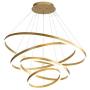 CCSUN Golden Round LED Chandelier,120w 9000-10800lm Acrylic Pendant Light 3 Rings Acrylic Chandelier Adjustable Height Circular Ceiling Light for Hallway Dining Room Bedroom Warm White 20+40+60+80cm