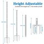 Brillihood Outside String Light Poles, (2X 10ft) Height Adjustable Stainless Steel Pole Stand for Hanging String Lights + Used for Patio, Backyard, Garden, Christmas, Café Wedding Light Décor