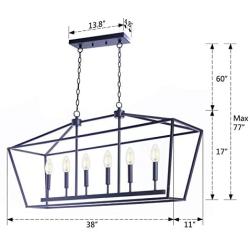 Homenovo Lighting Marden 6-Light Island Chandelier, Matte Black