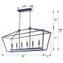 Homenovo Lighting Marden 6-Light Island Chandelier, Matte Black