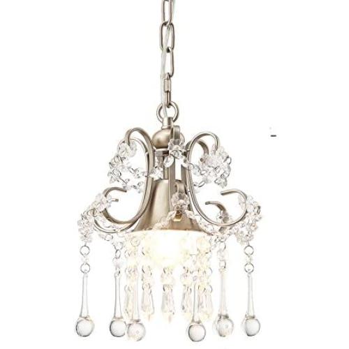 LuFun 1-Light K9 Clear Crystal Chandeliers,Crystal Pendant Light,Ceiling Light Fixtures for Living Room Bedroom Restaurant Porch Entryway (Champagne)