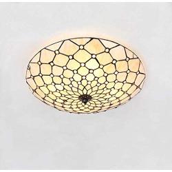 Tiffany Ceiling Light Chandelier Stained Glass Lamp Handmade Flush Mount Fixture Vintage Lighting for Bedroom, Dining Room E26 Bulbs (Lattice)