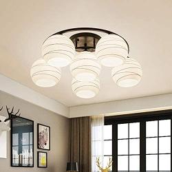 CraftThink Chandelier Semi Flush Mount Ceiling Pendant Light, Modern Globe Shade in Opal Glass with Black Moon Frame, Pendant Light Hanging Light for Kitchen Living Room Bedroom Restaurant -6 Lights