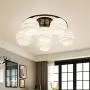 CraftThink Chandelier Semi Flush Mount Ceiling Pendant Light, Modern Globe Shade in Opal Glass with Black Moon Frame, Pendant Light Hanging Light for Kitchen Living Room Bedroom Restaurant -6 Lights