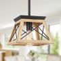 bgLight Rustic Farmhouse Pendant Light, Industrial Metal Mini Ceiling Light Trapezoidal Shape Island Hanging Chandelier for Kitchen, Dining Table, Living Room, Entryway, Hallway- Rustic Brown