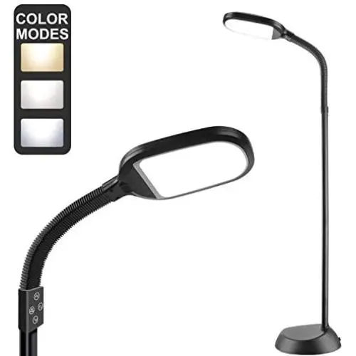 Addlon LED Floor Lamp with 4 Brightness Levels & 3 Color Temperatures, Smooth Touch Switch, 2500 Lumens, Dimmable Reading Standing Lamp with Gooseneck for Sewing Living Room Office - Classic Black