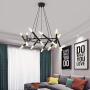 BOKT Mid Century Modern 20-Light Polygonal Chandelier Light Fixture for Kitchen Living Room Foyer Dining Room Ceiling Lamp Includ G4 Warm White Bulbs (Black)