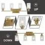 MELUCEE Brass Vanity Lights Wall Sconce 4-Light, Bathroom Light Fixtures with Clear Glass Shade Wall Lights Bedroom Porch Light Fixtures Wall Mount