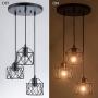 VILUXY Industrial 3-Light Pendant Lighting, with Black Metal Cage Shade, Adjustable Pendant Light for Kitchen Living Room Bedroom Hallway or Bar