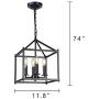 Pendant Light DOOWIN Dining Room Lighting Fixtures Hanging 4-Light Vintage Farmhouse Lantern Lights Industrial Black Cage Chandelier Ceiling Lights for Dining Living Room Kitchen Island