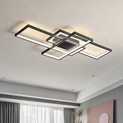 AXSHINE Modern Ceiling Light Dimmable Metal Lights Acrylic Ceiling Light 3 Rectangles Geometric Light for Bedroom Kitchen Diningroom LED Ceiling fixtures Black led Ceiling Lamps 35INCH 3000K-6000K