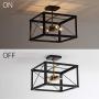 KDG Flush Mount Ceiling Light Fixture Semi Industrial Black 4 Lighting Fixtures for Hallway Entryway Passway Dining Room Bedroom Balcony Living Room KDG Flush Mount Ceiling Light Fixture Semi Industrial Black 4 Lighting Fixtures for Hallway Entryway Passway Dining Room Bedroom Balcony Living Room