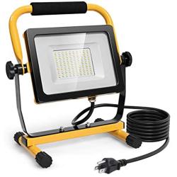 Tangkula 5000 LM LED Work Light 50W, Portable Super Bright Flood Lights with Stand, Outdoor Job Site Worklight for Construction Site, Workshop, IP65 Waterproof, 9 Cord with Plug, 120V 5000K Daylight