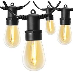 LITOM 48FT Patio String Lights Outdoor Deck Lights Commercial Grade Weatherproof IP65, Edison Vintage Bulbs 15 Hanging Sockets for Decorative Patio Porch Deck Bistro Café Backyard