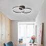 Jaycomey Modern LED Ceiling Light,44W LED Chandelier Flush Mount Ceiling Light,Daylight 2 Rings Acrylic Ceiling Lamp Fixture for Bedroom Living Room Dining Room,6000K