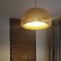 LITFAD Double-Decker Bamboo Pendant Lights Restaurant 1 Light Suspended Light Rustic Weave Ceiling Hanging Light in Beige with Adjustable Hanging Cord for Dining Room Restaurant Bar - 12'' (30 cm)