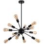 12 Lights Matte Black Sputnik Chandeliers Vintage Pendant Light Fixtures Industrial Mid Century Ceiling Light Fixtures for Living Dining Room Bedroom Foyer Kitchen Island Restaurant Coffee Bar