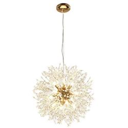 Chandelier Fireworks Pendant Lighting Modern LED Stainless Steel Crystal Ceiling Light Fixtures for Dining Room Bathroom Bedroom Livingroom, Dia 19.7 inch, 9-Light