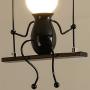 Creative LED Pendant Lighting Modern Little People Ceiling Pendant Light Fixture Adjustable Hanging Lights Kitchen Island Iron Cartoon Doll Chandeliers Bedrooms 1×E26 Baking Paint (Black, One)