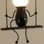 Creative LED Pendant Lighting Modern Little People Ceiling Pendant Light Fixture Adjustable Hanging Lights Kitchen Island Iron Cartoon Doll Chandeliers Bedrooms 1×E26 Baking Paint (Black, One)