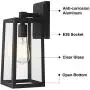Emliviar Outdoor Wall Lantern, 13.8 Inch 1-Light Exterior Porch Light in Black Finish with Clear Glass, WE212B BK