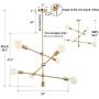 ISURAUL Sputnik Chandelier, 6-Light Modern Gold Adjustable Pendant Chandeliers Light Fixture for Dining & Living Room, Bedroom, Kitchen Island and Foyer