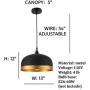 Industrial Black Chandelier Light Fixture, Modern Ceiling Light Dining Room Island Pendant Lighting Metal Hanging Lamp, Dia 13inch